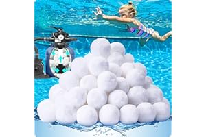 QwayHome 1.54 lbs Pool Filter Balls, Reusable Filter Sand Balls for Above Ground Pool Sand Pump, Pool Filter Sand Alternative, Eco-Friendly Fiber Filter Balls, Replace 55 lbs Filter Sand, White