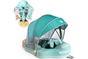 MAMBOBABYFLOAT Mambobaby Float Deluxe Baby Pool Float: Safe & Comfortable Swim Trainer for Infants & Toddlers, Non-Inflatable Design, UV Protection Canopy, Fun Water Experience for Ages 3-24 Months