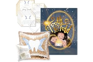 20 MOMENTS OF TOOTH Tooth Fairy Pillow Kit w/Tooth Fairy Book for Kids, Fairy Letter Kit, & Tooth Fairy Pillow - Tooth Fairy Gifts for Girls & Boys - Tooth Be Told (Softcover Book with Rose/Champagne Pillow)