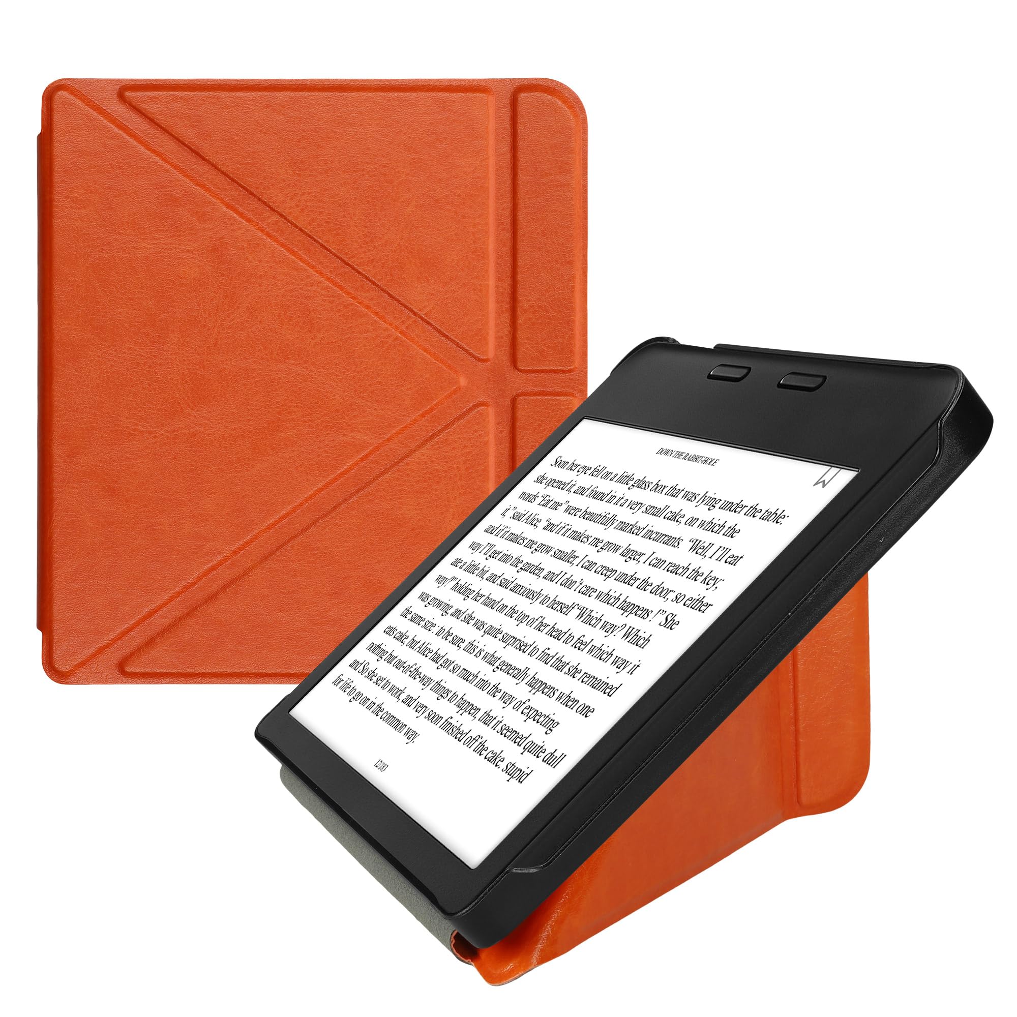 kwmobile Origami Cover for Kobo Libra 2 Case - Slim PU Leather eReader Cover with Stand and auto sleep funktion - Orange