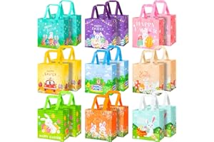 RICEDUO RICEUO 18-Pack Easter Egg Hunt Bags, Easter Tote Bags with Handles for Kids, Reusable Non-Woven Exchange Gifts Wrapping Bag for Holiday Baskets, Egg Hunt Game Party Supplies