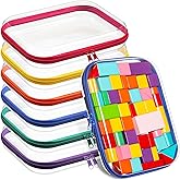 Sanwuta 6 Pcs Clear Hard Zipper Case Pencil Pouches Hard Plastic Zipper Pouches Makeup Bag Transparent Cases for Snacks Plastic Storage Organizer Box for Travel