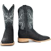 Soto Boots Men's Python Print Square Toe Cowboy Boots H4023