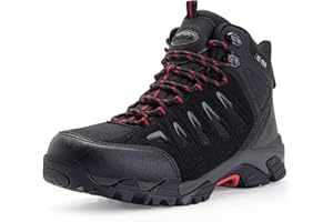 SHULOOK Men's Waterproof Hiking Boots Non-Slip Lightweight Mid Top Ankle Boot Breathable Hiker Trekking Shoes