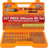237-Piece Screwdriver Bit Set with Ratchet &amp; Security &amp; 20 Precision Bits | Chrome vanadium steel. Includes standard, security &amp; 20 precision bits + dedicated handle. For home, auto, electronics