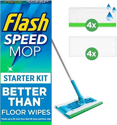Flash Speedmop Floor Cleaner Starter Kit with 4 Wet & 4 Dry Refills