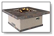 Cal Flame Fire FPT-S301 55,000 BTU Gas Outdoor Square Fire Pit With Tile Countertop