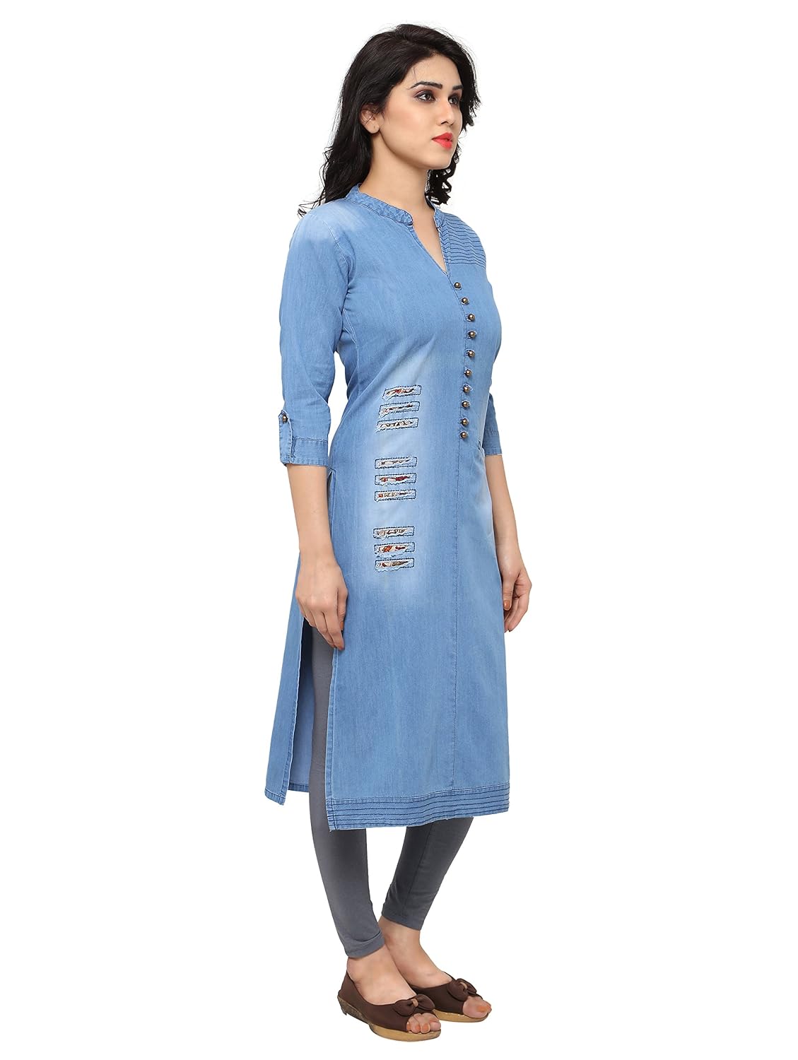 kvsfab women's denim kurti
