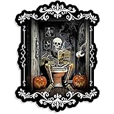 Pinetree Art Halloween Bathroom Wall Decor, Skeleton Gothic Wall Art for Toilet Decorative