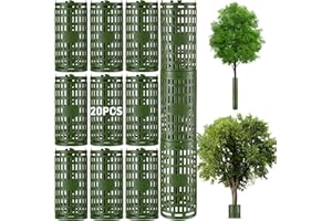 FELISTORY 20PCS Plant and Tree Guard Protector, Tree Trunk Protector Around Trunk Bark, Saplings, and Vines, Expandable Mesh Tree Bark Protector 15 Inches Tall, Protect from Trimmers, Mowers, and Animals
