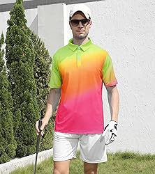 uideazone Mens Neon Golf Shirt Athletic Slim Fit