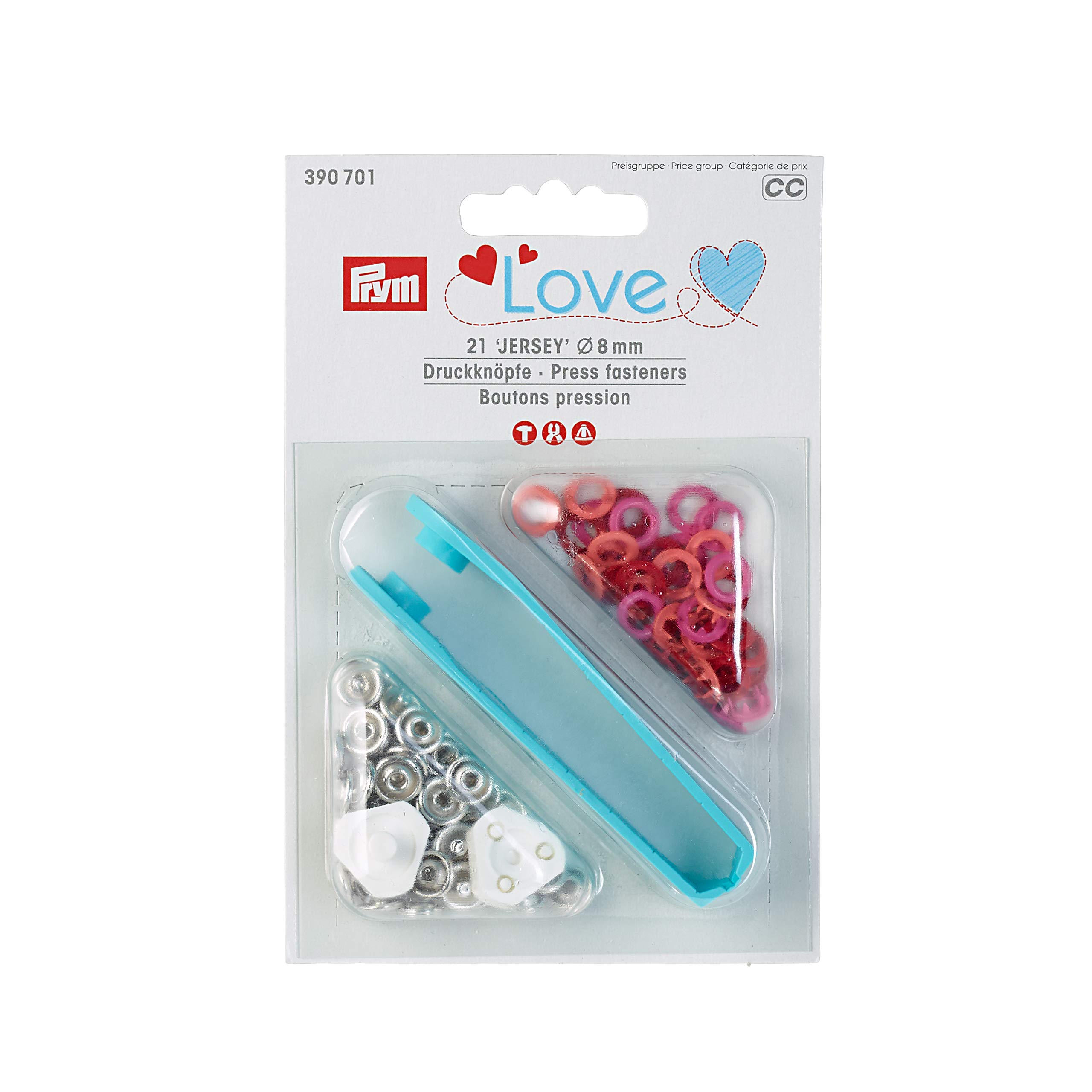 Prym - Love Jersey Red, Orange, Pink (8mm) Press Fasteners - 1 Unit
