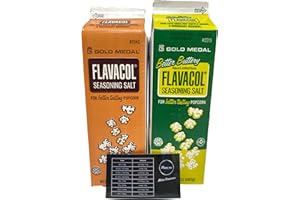 Gold Medal Flavacol Seasoning Salt Combo Pack with Maragos Metric Conversion Chart, Original and Better Buttery Popcorn Salt
