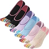Bencailor 6 Pairs Women Toe Socks Cotton No Show Toe Low Cut Socks with Toes Separated for Women Athletic Running