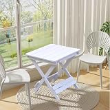 MEILEWLE Folding Wooden Outdoor Side Table - Square Garden Table - White view 3