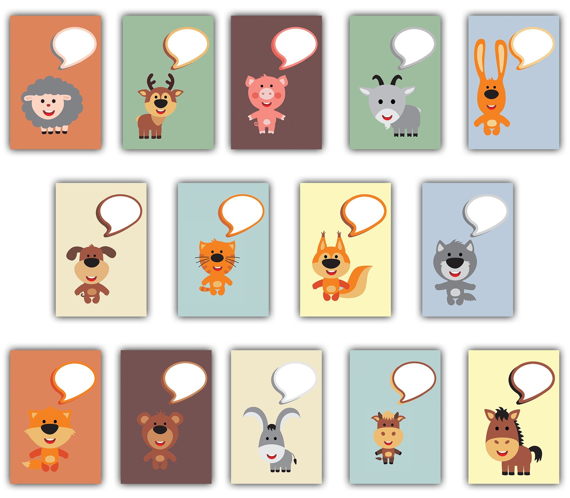 Set of 28 Animal Speech Bubble Postcards - Great for a Custom Message or Reward Postcards