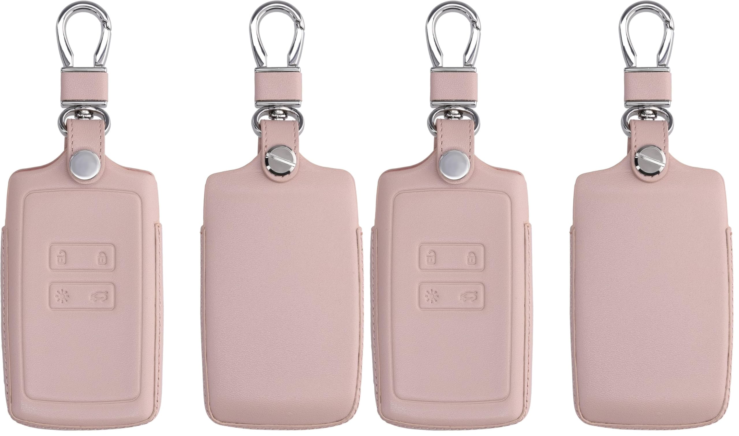 kwmobile Key Cover Compatible with Renault 4 Button Car Key Smart Key (only Keyless Go) - Real Leather Car Key Fob Protector - Rose Gold