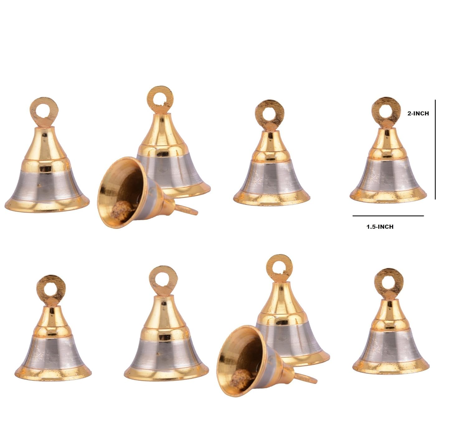 SHAKS TRADERS Stainless Steel Pooja Room Door Bells (Silver; 1.5 Inch