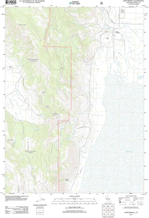 California Maps 2012 Fort Bidwell, CA USGS Historical