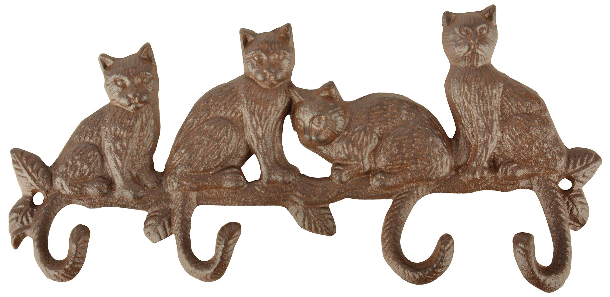 Esschert Design LH180 Cat Hooks - Cast Iron Antique Brown Finish