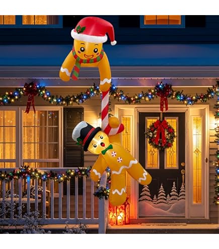 GUDELAK 7 FT Christmas Inflatables Outdoor Decorations, Climbing Inflatable Gingerbread Man Xmas - View #10