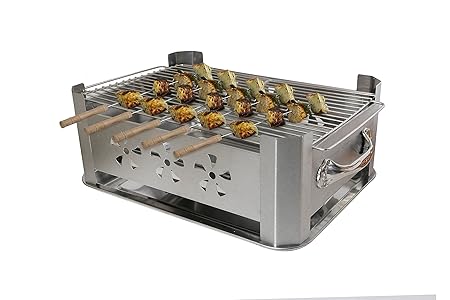 Fabrilla Portable Charcoal Barbeque Grill Set (Silver)