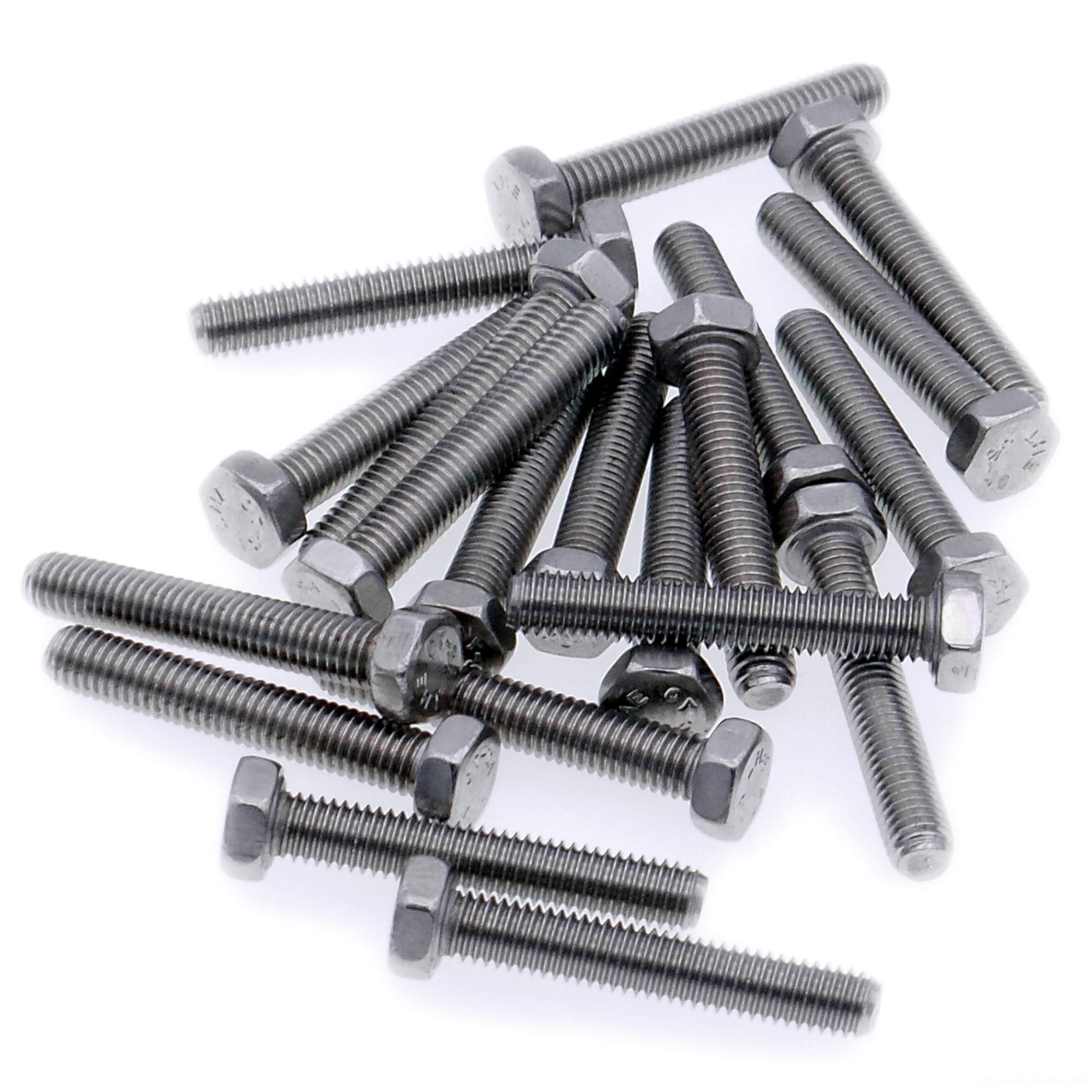 M3 (3mm x 12mm) Hex Bolt (Fully Threaded Setscrew) - Stainless Steel (A2) (Pack of 20)