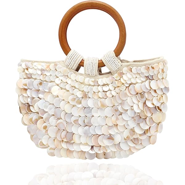 Uptiar Handmade Beaded Shoulder Bag - Luxury Seashell Clutch Purse