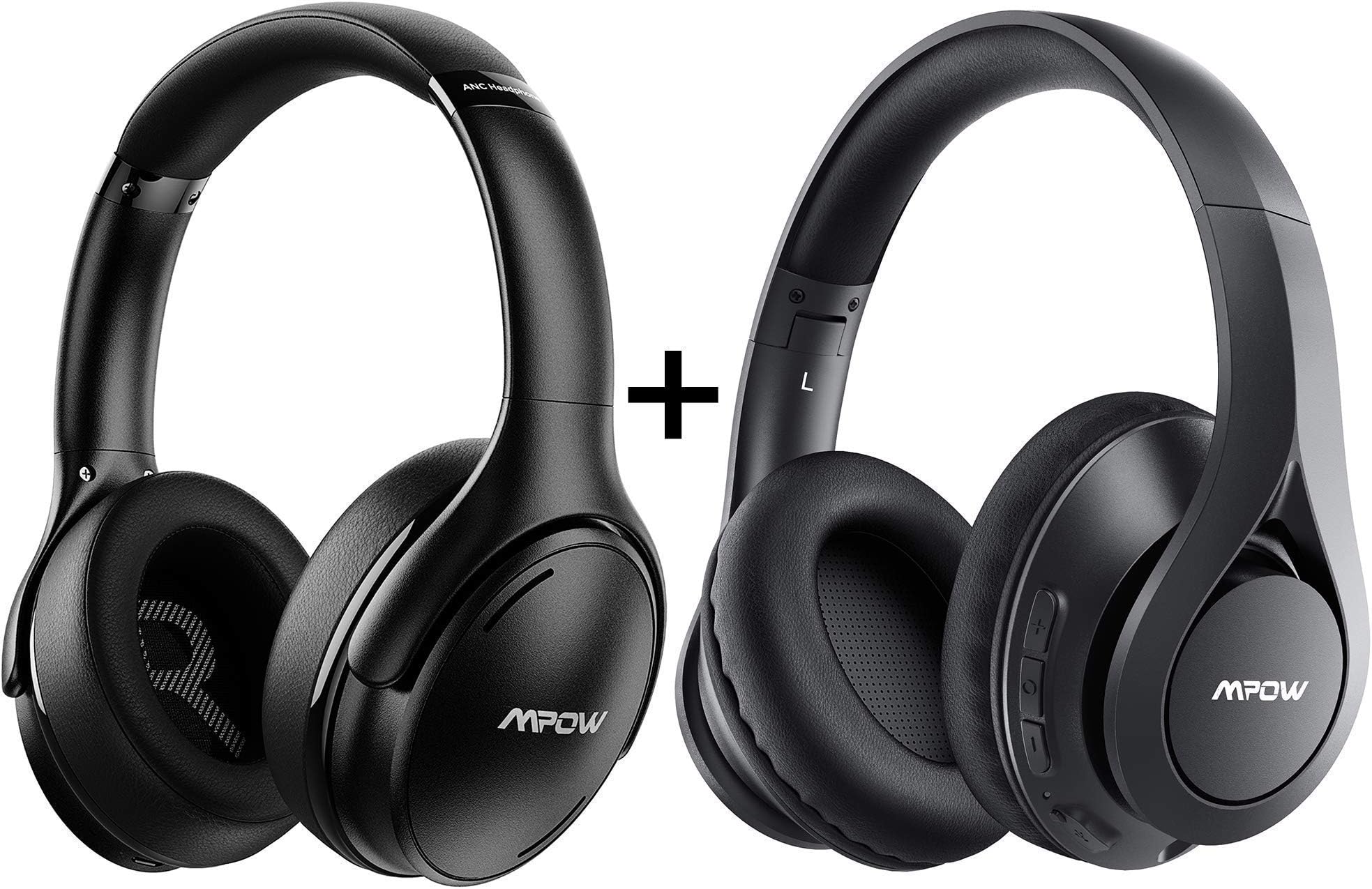 Mpow H19 IPO Active Noise Cancelling Headphones Black + Mpow 059 Lite Bluetooth Headphones Black
