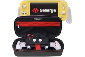 Satisfye - ZenGrip Go Elite Bundle (Lite), Accessories Compatible with Nintendo Switch Lite - Bundle includes: Grip, Elite Case, Low Profile A-C USB Cable. BONUS: 2 Thumbsticks (Gray)