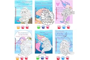 Ayhuhra 30 Sets Valentine Card with Mermaid Art Supplies-Mermaid Suncatchers Craft Kits DIY Window Paint Art for Valentine's Day Art Craft Gift Exchange