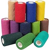 Juvale Cohesive Bandage Vet Wrap Rolls - Sprain & Strain Support Elastic Bandage & Vet Wrap for Dogs & Horses - Self-Adherent Dog Wound Care Tape - First Aid & Sports Tape - 12 Count, 4 in x 5 yd