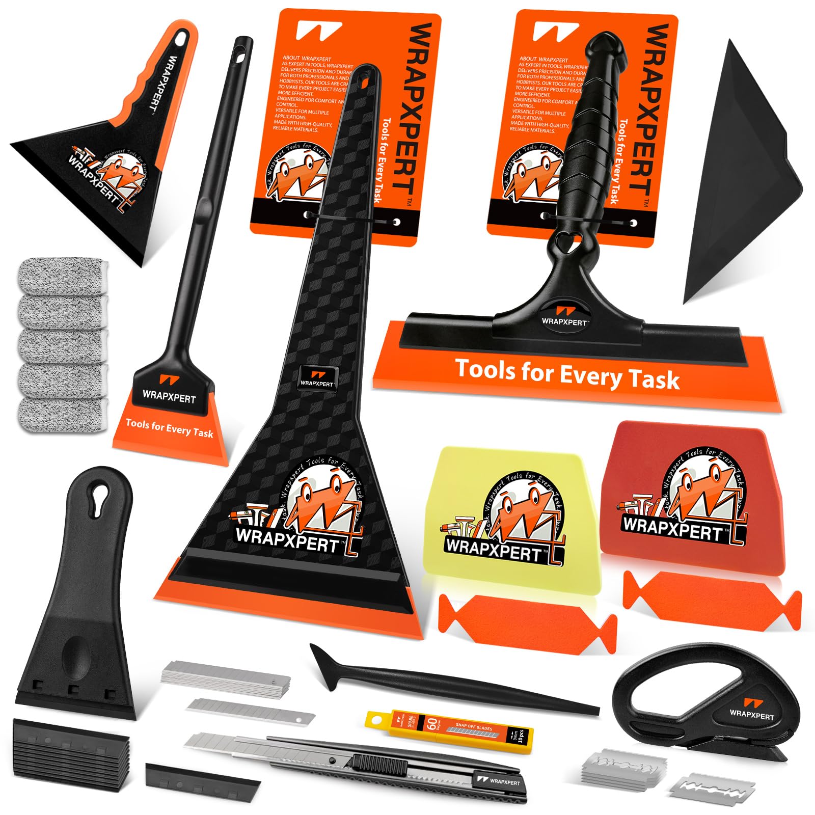 Photo 1 of WRAPXPERT Car Window Tint Tools Kit Vinyl Wrap Tool Car Glass Protective Film Wrapping Installation Kit Long Handle Rubber Squeegee for Window Tint Application Felt Squeegee for Vinyl Wrapping