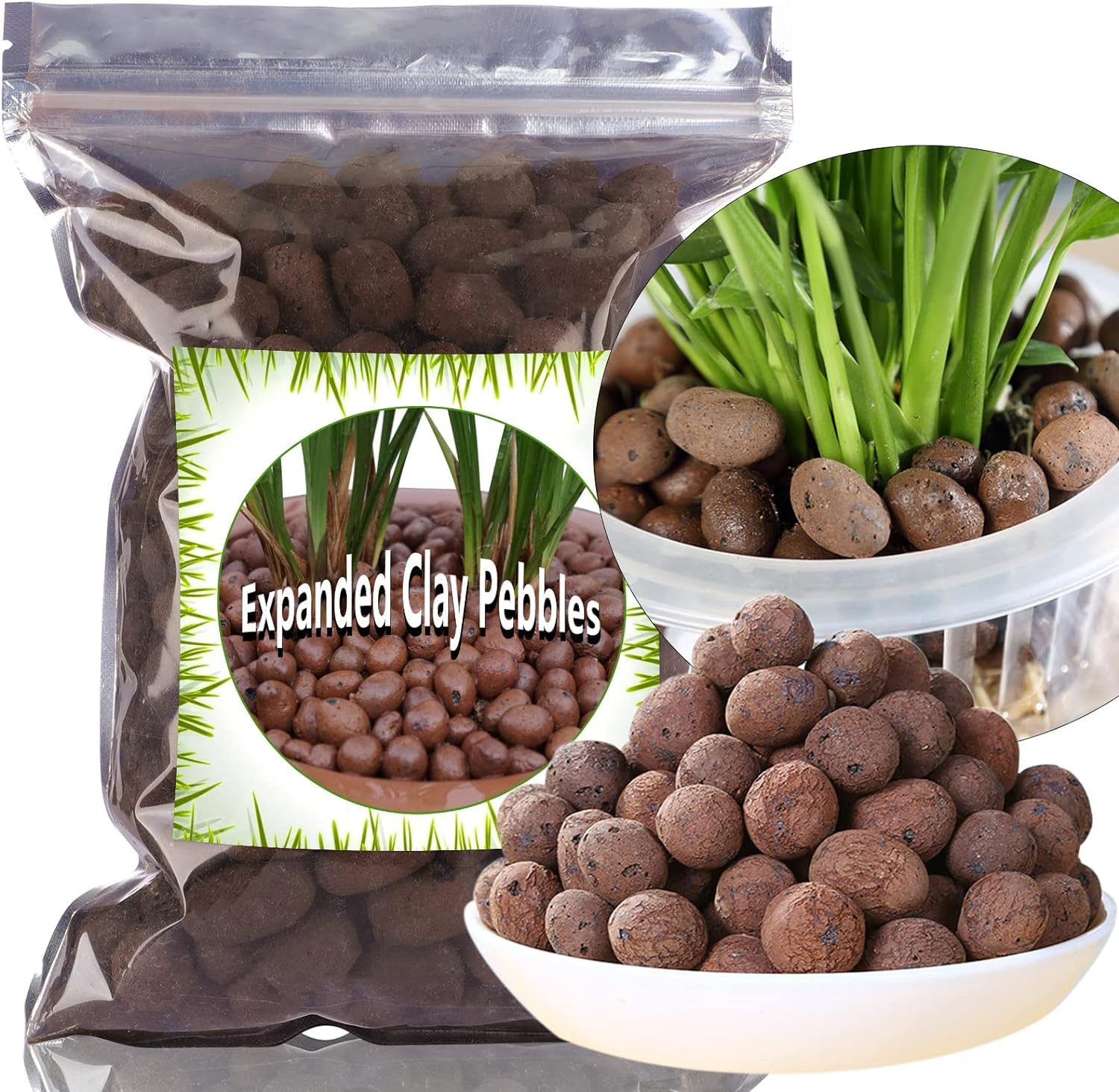 Expanded Clay Pebbles 4L, 8mm-14mm Clay Balls for Plants, Organic Plant Grow Media, Porous Stones for Hydroponics, Drainage, Decoration, Aquaponics, and Other Gardening Essentials