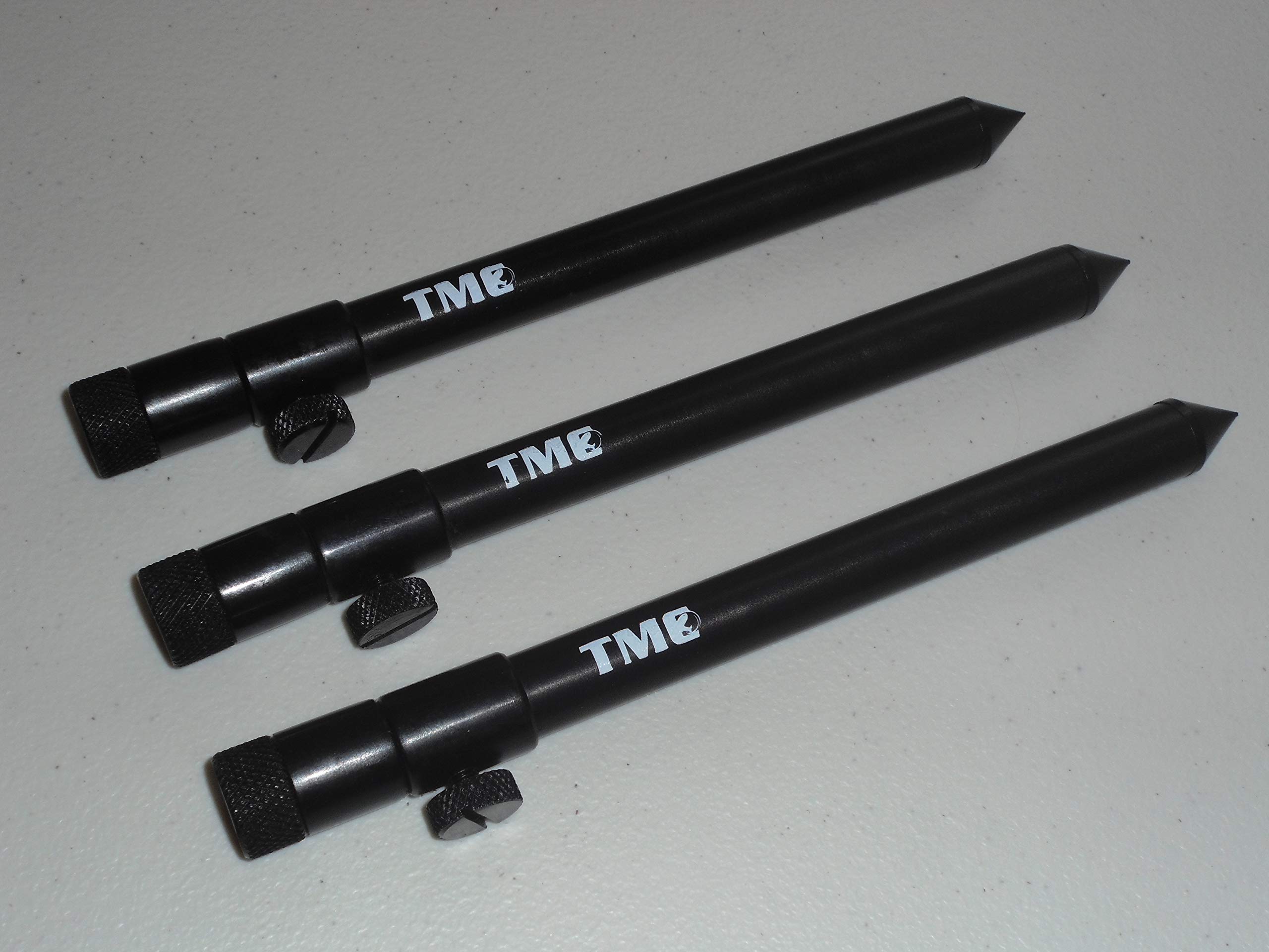 TMC 3 x Aluminium Bank Sticks 20-35 cm's. Rod Rests, Buzz Bar, Alarms. Fishing. 16mm Diameter