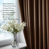 Deconovo Functional Thermal Blackout Curtains Eyelet 2 Panels Brown W52xL72 view 9
