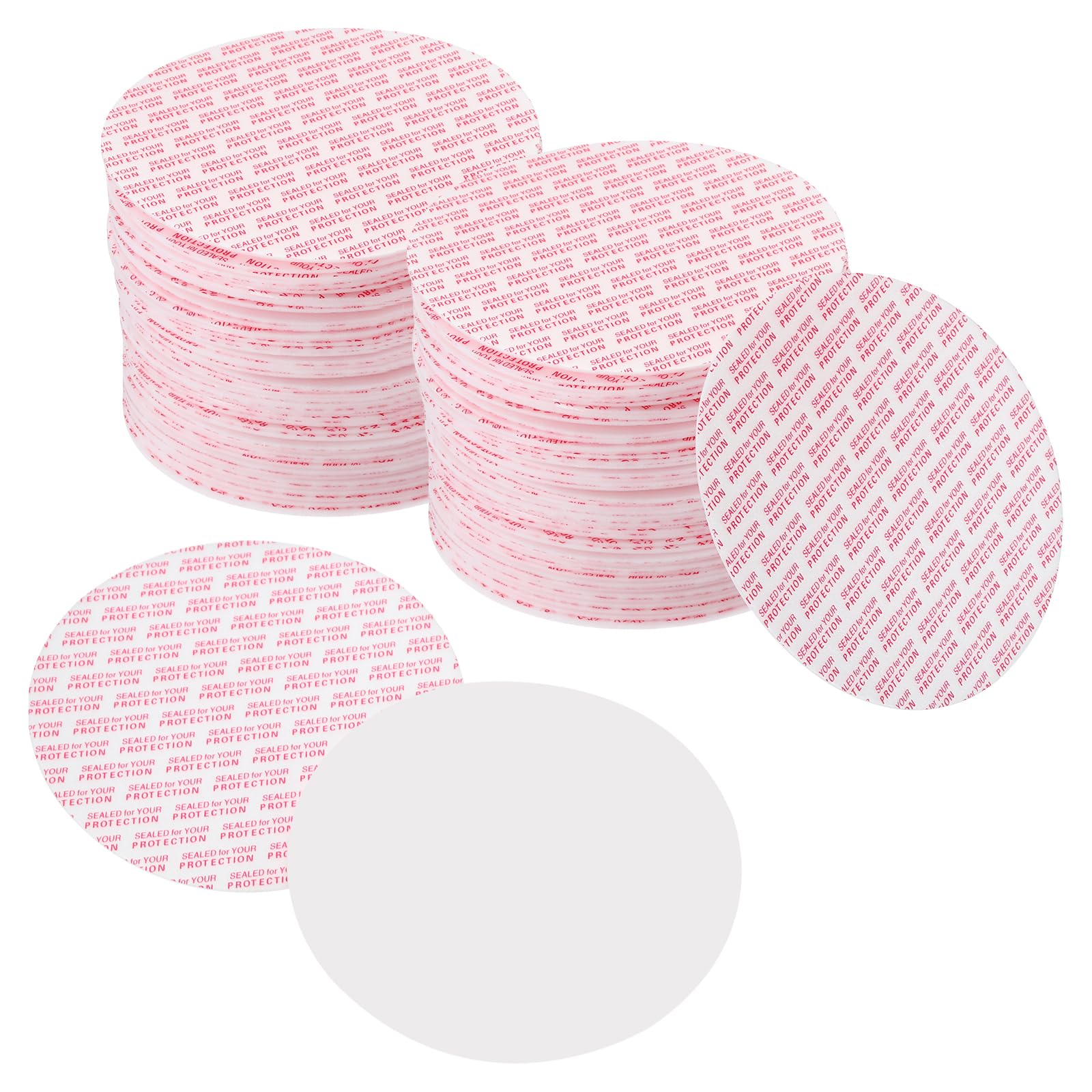 PATIKIL 89mm/3.47inch Foam Lid Liner, 300Pcs PS Foam Resistant Tamper Pressure Sensitive Seal for Bottle Cap Liners Seals, White Red