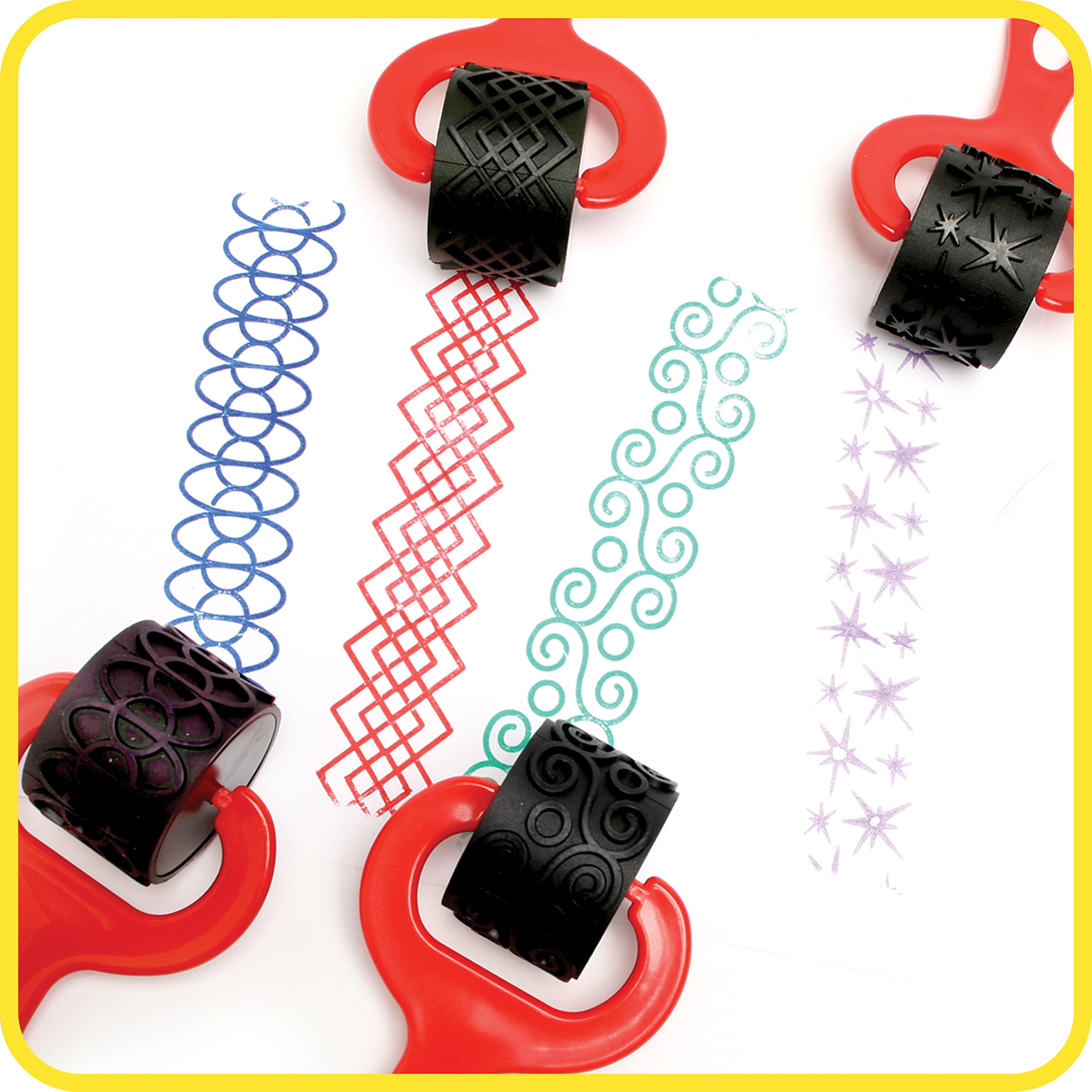 READY 2 LEARN Paint and Dough Explorers - Set 2 - Set of 4 - Sturdy, Chunky Texture Rollers for Kids and DIY - Art Tools for Pottery, Posters and Dough