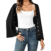 Totatuit Womens Cardigan Shrugs Cropped Open Front Bolero Shrug Casual Long Sleeve Knit Cardigans Loose Fit Sweater