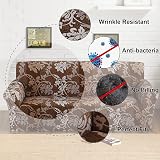 Teynewer 1-Piece Fit Stretch Sofa Cover Brown Pattern 1 Seater view 3