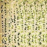 KASZOO 84Ft 12 Pack Artificial Ivy Garland Fake Plants, Vine Hanging Garland with 80 LED String Light, Hanging for Home Kitch
