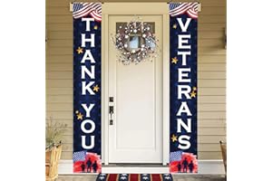 PAMBO Veterans Day Decorations, Thank You Veterans Porch Banners 30x180CM for Outside Outdoor Hanging Decor
