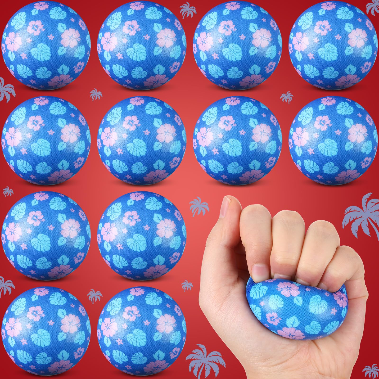 Soulchen 12 Pcs Hawaii Party Favors 1.97'' Stress Balls, Sensory Fidget Toys Gifts for Kids Cartoon Birthday Party Favors Supplies, Goodie Bag Stuffers