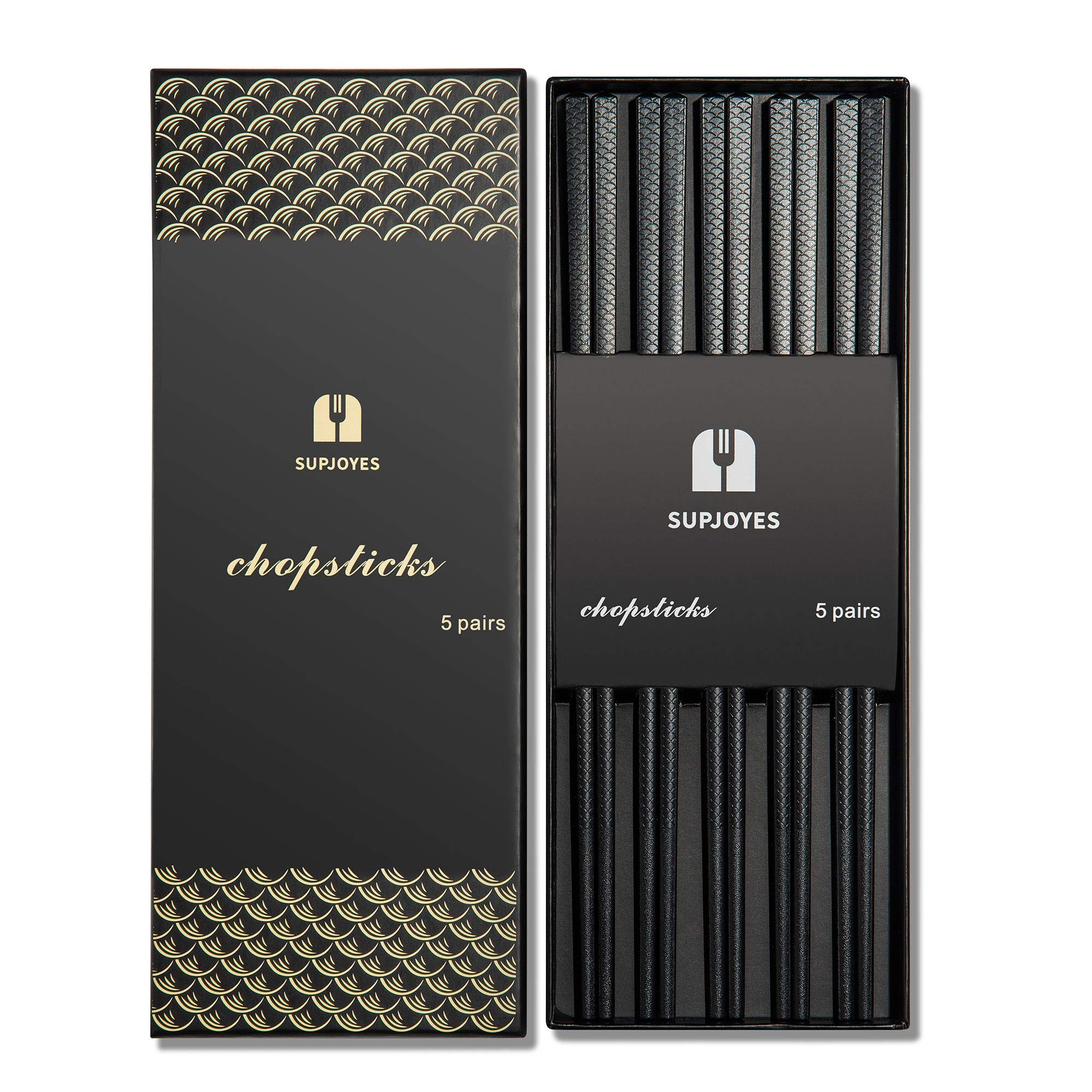 SUPJOYES Reusable Fiberglass Chopsticks - 5 Pairs Chopsticks for Gift, Japanese Chinese Minimalism Chop Sticks, Dishwasher Safe, 24.6cm — image 1