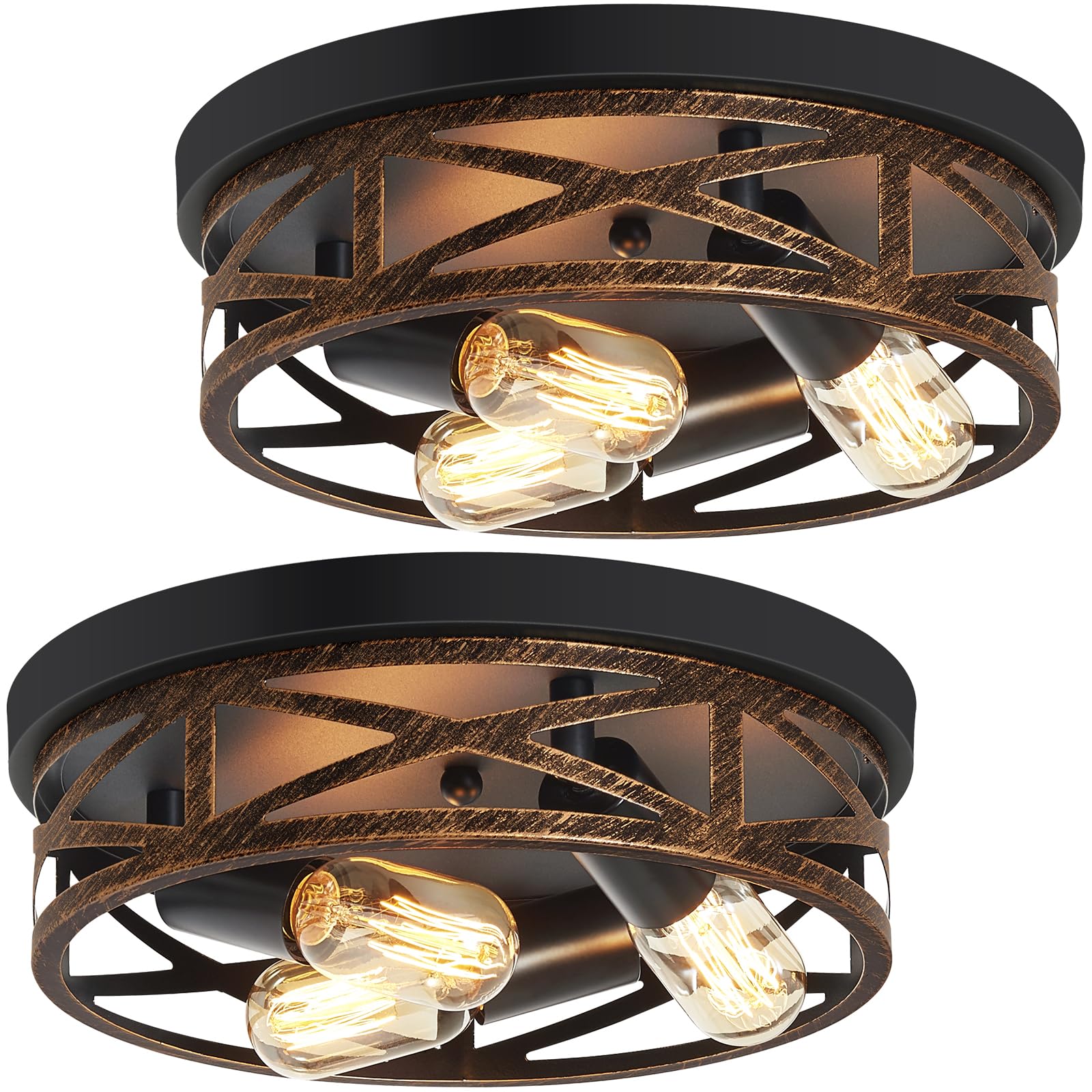 Photo 1 of ZHU YAN Farmhouse Flush Mount Ceiling Light,3-Light Ceiling Light Fixture Hallway Ceiling Light Fixtures,Light Fixtures Ceiling Mount for Hallway Kitchen,Entryway,Hall (2 Pack)