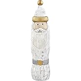 Mud Pie Wooden Carved Santa Sitter, Gold, Tall, 14 1/2" x 3 1/2"