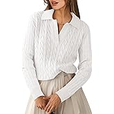 ANRABESS Womens Cable Knit Sweaters Long Sleeve V Neck Sweater Tops Casual Pullover Polo Shirts 2025 Fall Fashion Outfits