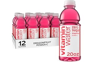 GLACEAU VITAMINWATER vitaminwater zero sugar power-c, electrolyte enhanced water w/vitamins, dragonfruit drinks, 20 fl oz (Pack of 12)