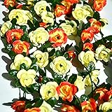 ONLY ART 5pcs 41FT Artificial Rose Garland Vine Hanging Rose for Decoration Wedding Party Birthday Gift (Champagne)