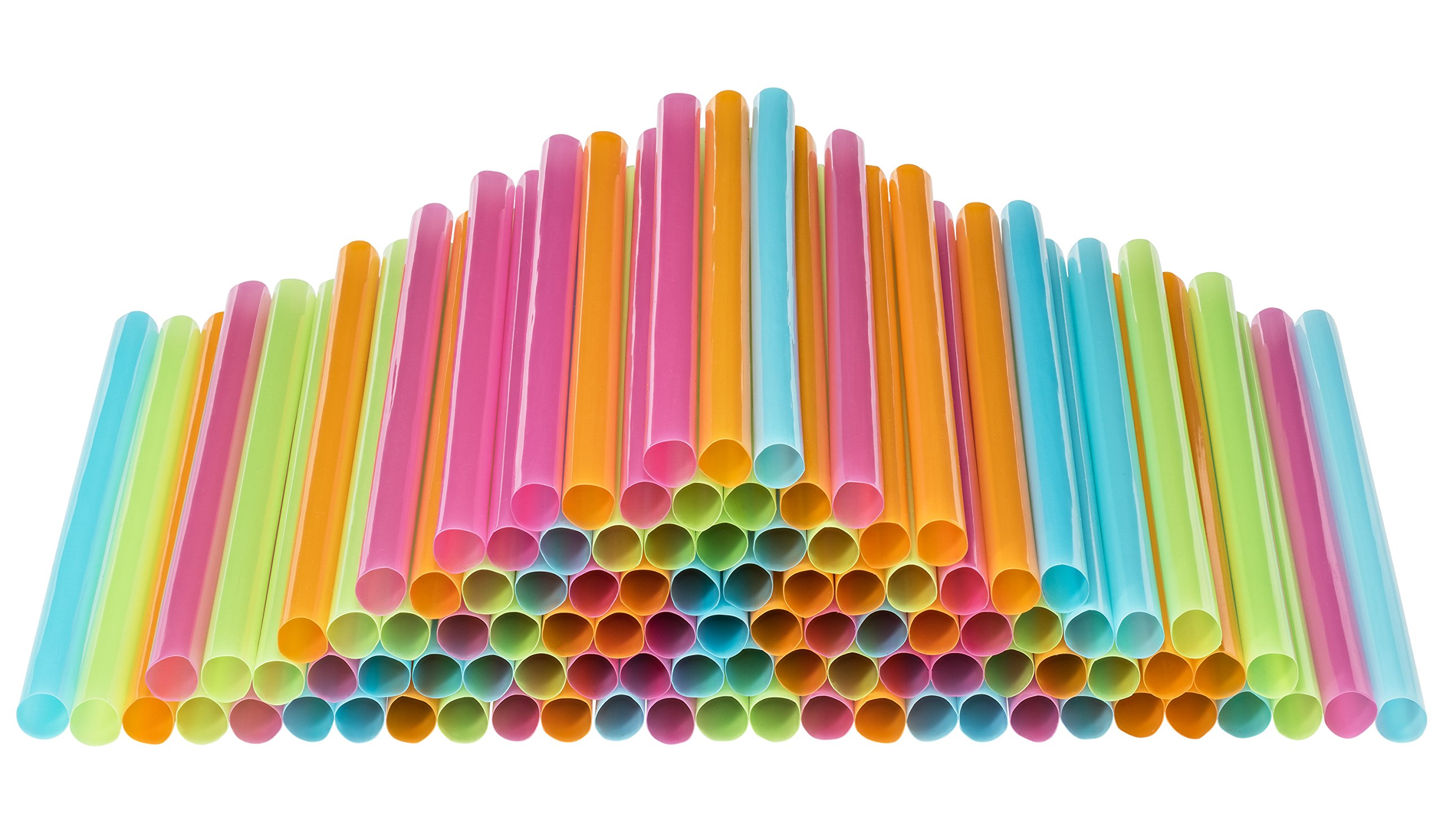 Photo 1 of Smoothie Straws 300 Pack Wide 0.37” Multi Colored Disposable UNWRAPPED Milkshake Drinking Straw Assorted – by DuraHome (Smoothie 300 Bulk Pack)